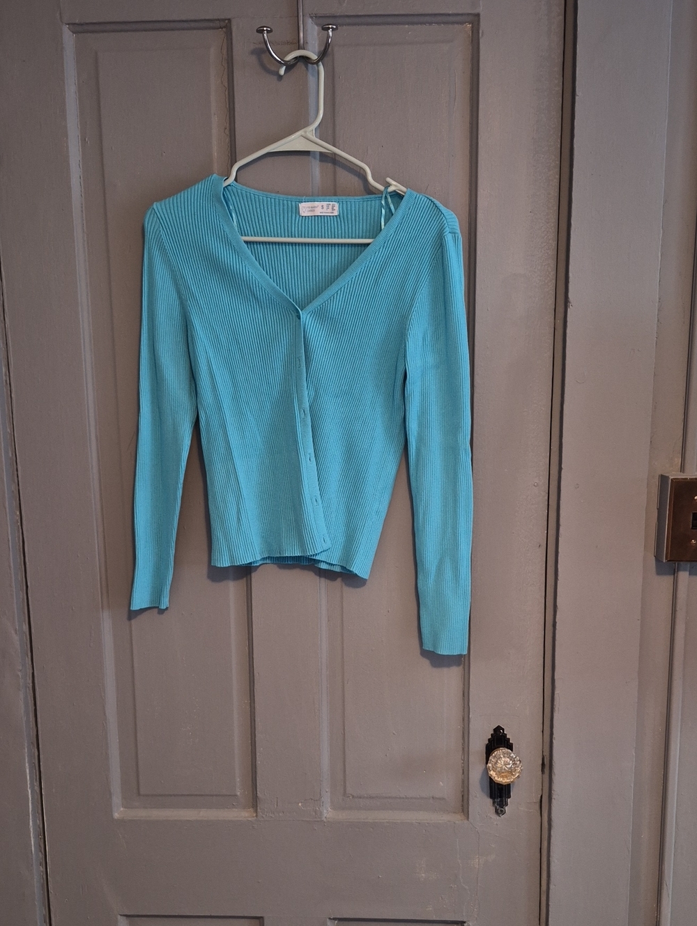 Primark Turquoise Ribbed V‑Neck Button Front Cardigan